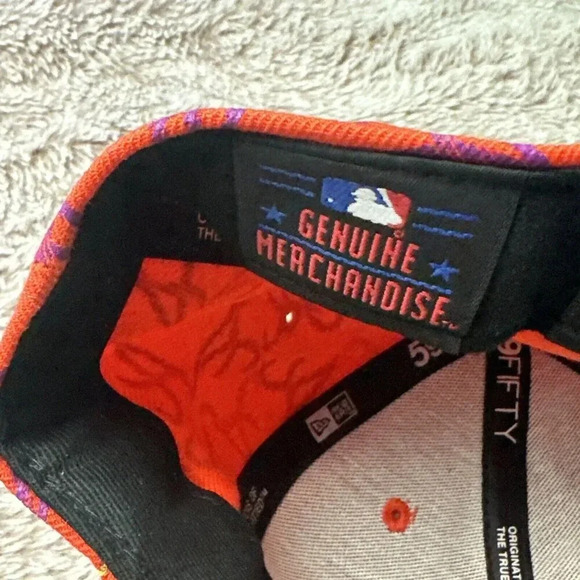Atlanta Braves Hat New Era 59Fifty All Over Print Baseball Cap Orange 7 3/8 New - Picture 10 of 16